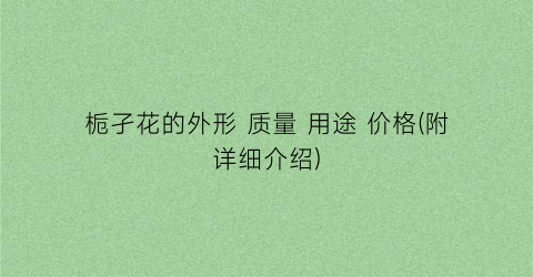 栀孑花的外形 质量 用途 价格(附详细介绍)